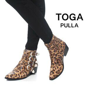 TOGA PULLA Four Buckle Leopard Pony Hair Western Bootie (RARE!!)